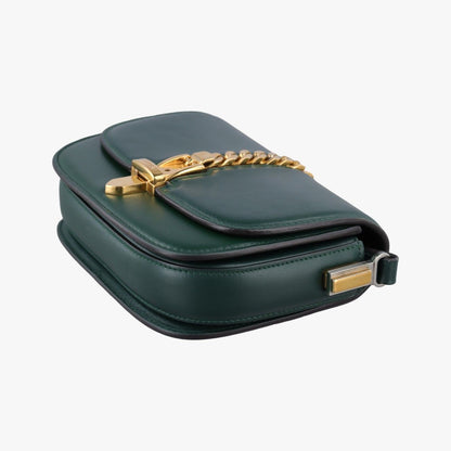Gucci Sylvie 1969 Green Leather Shoulder Bag — view 4