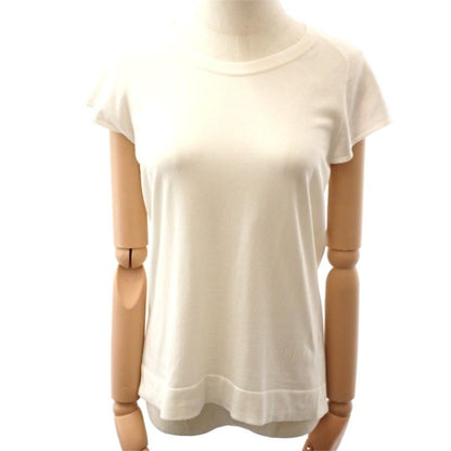 Hermes French Sleeve Knit Short Top Cotton Ivory H Logo Spring Summer Simple 38