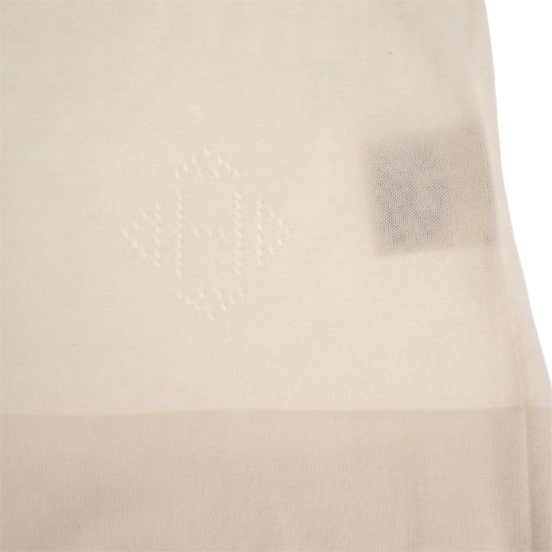 Hermes French Sleeve Knit Short Top Cotton Ivory H Logo Spring Summer Simple 38 — view 4