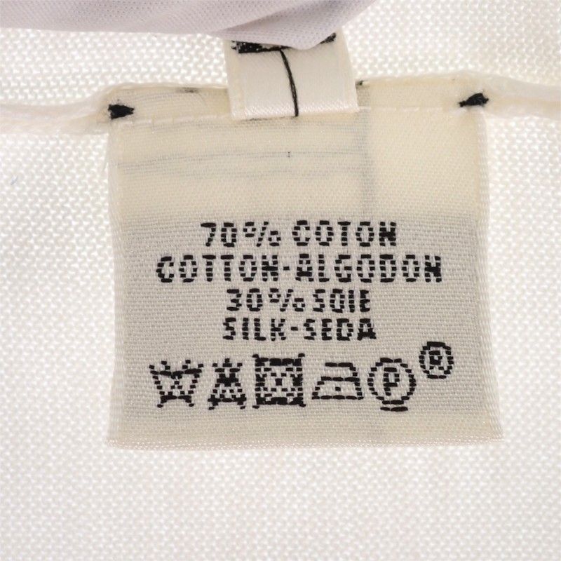 Hermes French Sleeve Knit Short Top Cotton Ivory H Logo Spring Summer Simple 38 — view 7