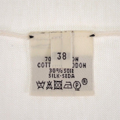 Hermes French Sleeve Knit Short Top Cotton Ivory H Logo Spring Summer Simple 38 — view 6