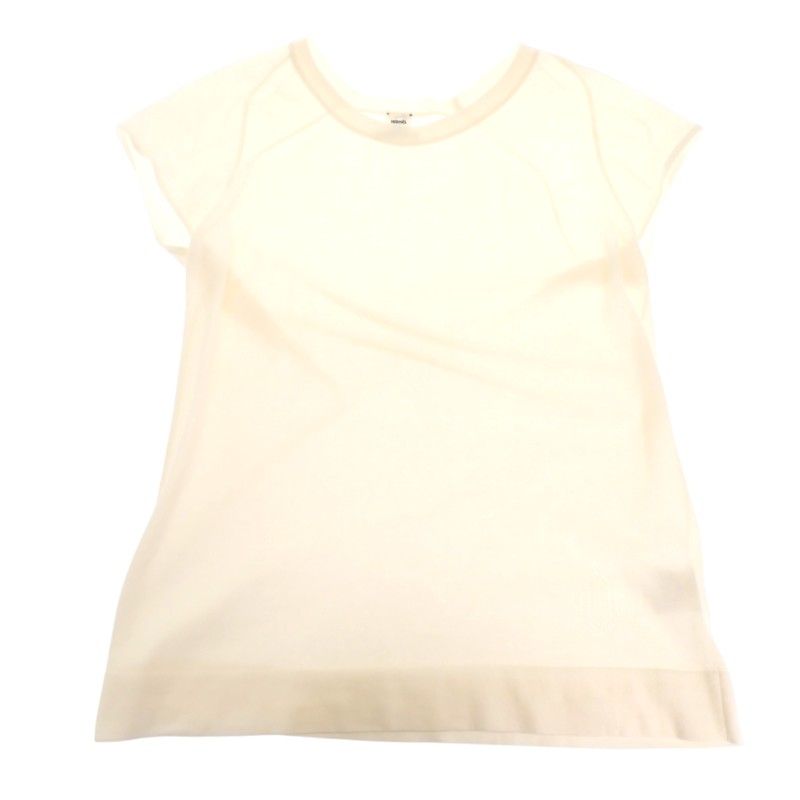 Hermes French Sleeve Knit Short Top Cotton Ivory H Logo Spring Summer Simple 38 — view 3