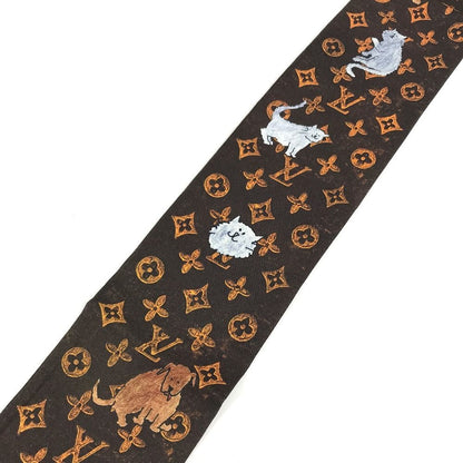 Louis Vuitton Scarf Bandeau Cat Glam Cat Silk Brown — view 5