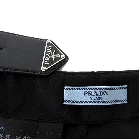 Prada Model Re-Nylon Pleated Mini Skirt Wrap Triangle Logo Leather Belt M-l 42 — view 7