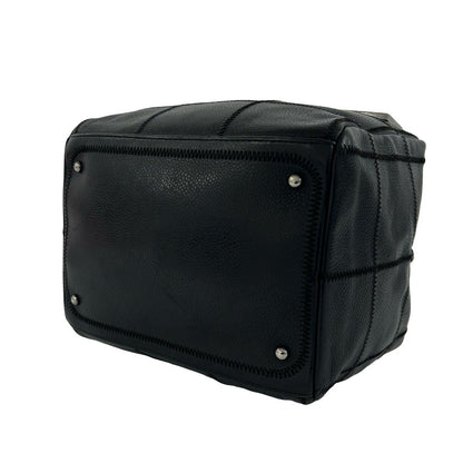 Chanel Choco Bar CC Logo Caviar Leather Handbag Black — view 8