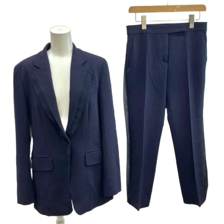 Max Mara Suit Set Jacket Pants White Tag 2-Piece Set Navy 38