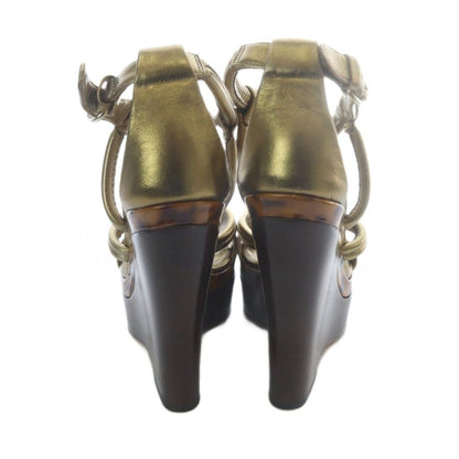 Gucci Sandals Strap Wedge Sole Gold — view 4