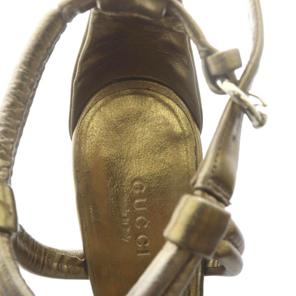 Gucci Sandals Strap Wedge Sole Gold — view 6