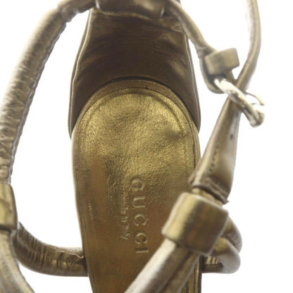Gucci Sandals Strap Wedge Sole Gold — view 6