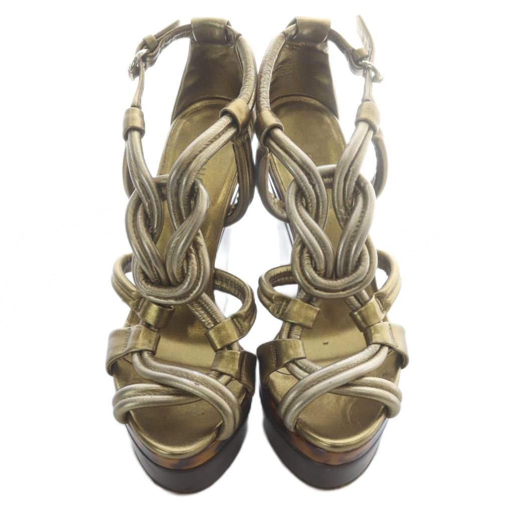 Gucci Sandals Strap Wedge Sole Gold — view 2