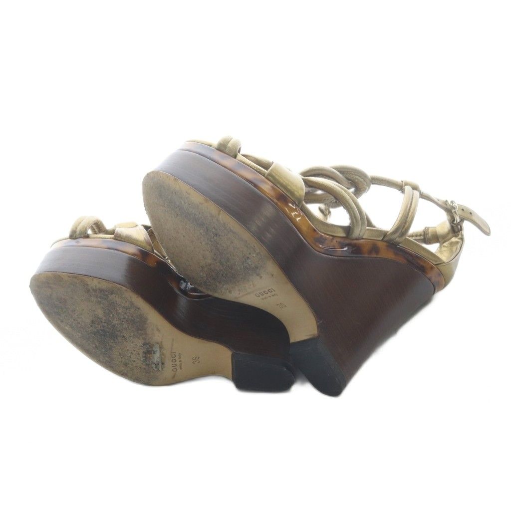 Gucci Sandals Strap Wedge Sole Gold — view 8