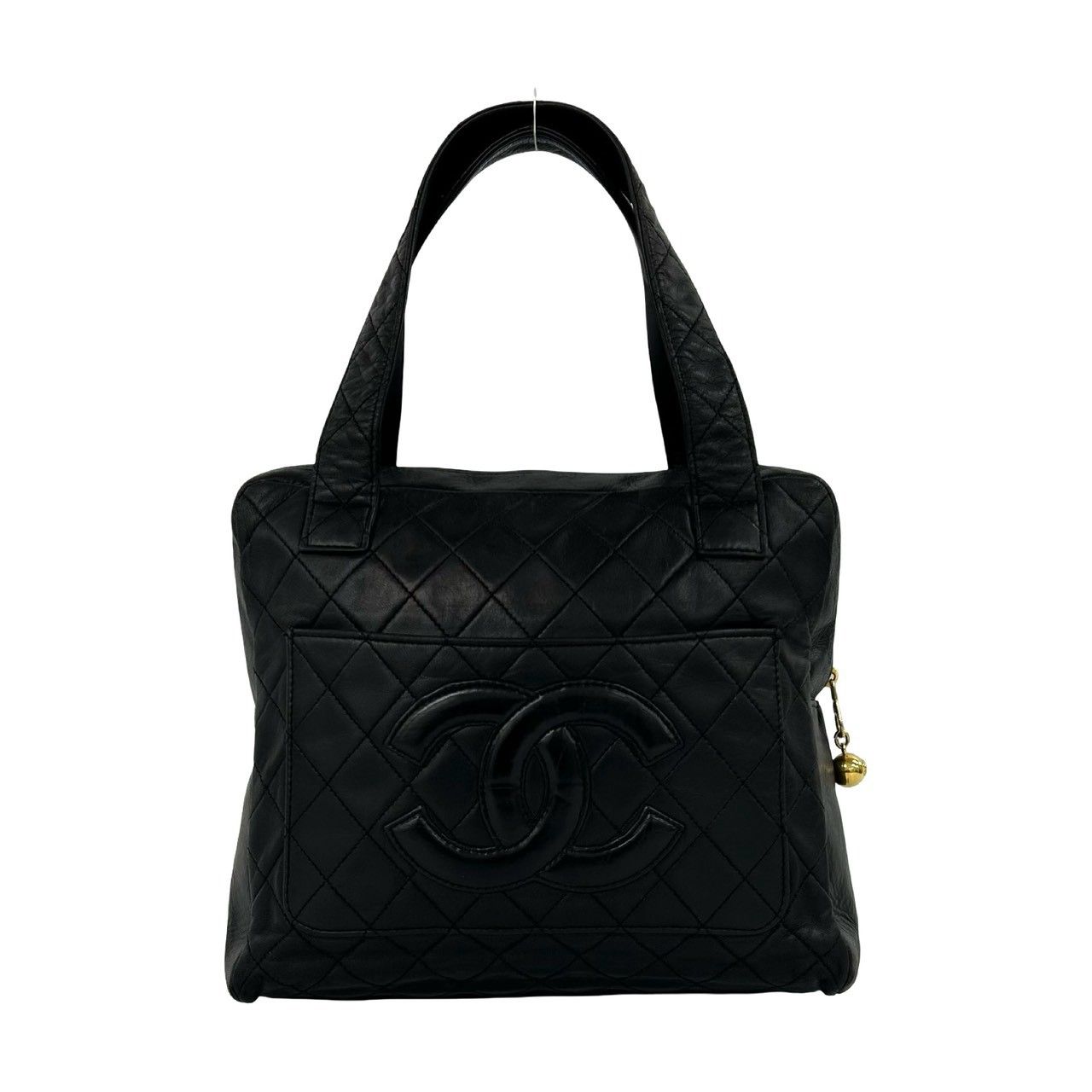 Chanel Vintage Quilted CC Logo Lambskin Leather Handbag Black — view 3