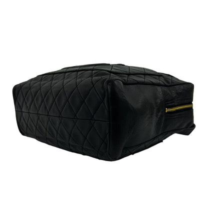Chanel Vintage Quilted CC Logo Lambskin Leather Handbag Black — view 8