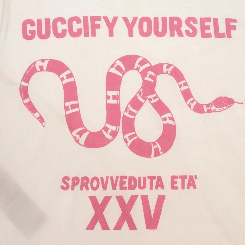 Gucci Guccify Yourself Snake Print Short Sleeve T-Shirt Cotton White S — view 3