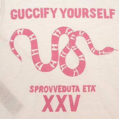 Gucci Guccify Yourself Snake Print Short Sleeve T-Shirt Cotton White S — view 3