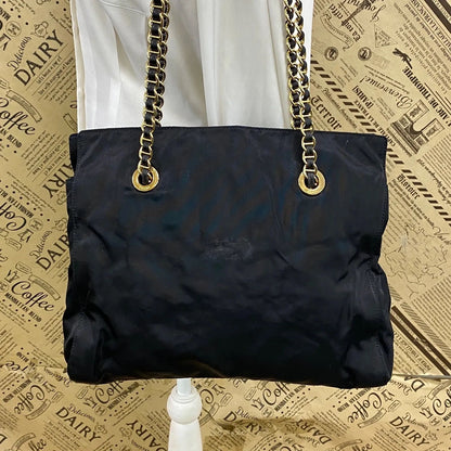 Prada Gold Chain Triangle Logo Shoulder Bag — view 2