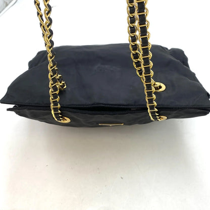 Prada Gold Chain Triangle Logo Shoulder Bag — view 6