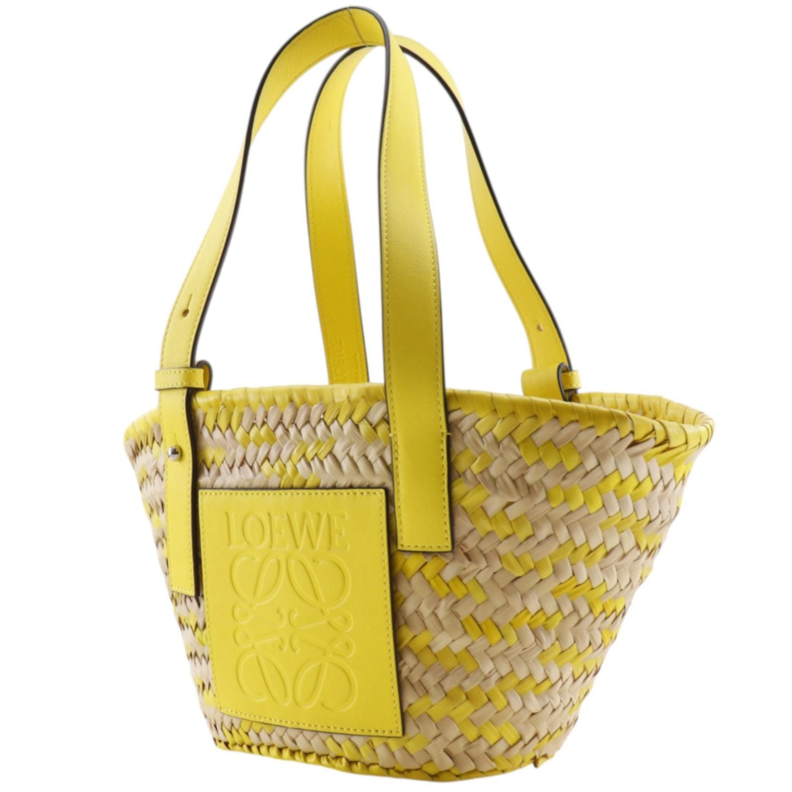Loewe Basket Small Raffia Leather Yellow Tote Bag — view 2