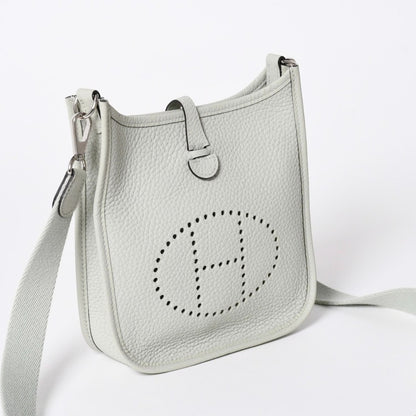 Hermes Evelyne TPM Shoulder Bag Taurillon Clemence Gryneve Silver — view 4