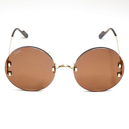 Cartier Decor C Sunglasses 002 Dark Brown Gold Havana Round Rimless Eyewear — view 5