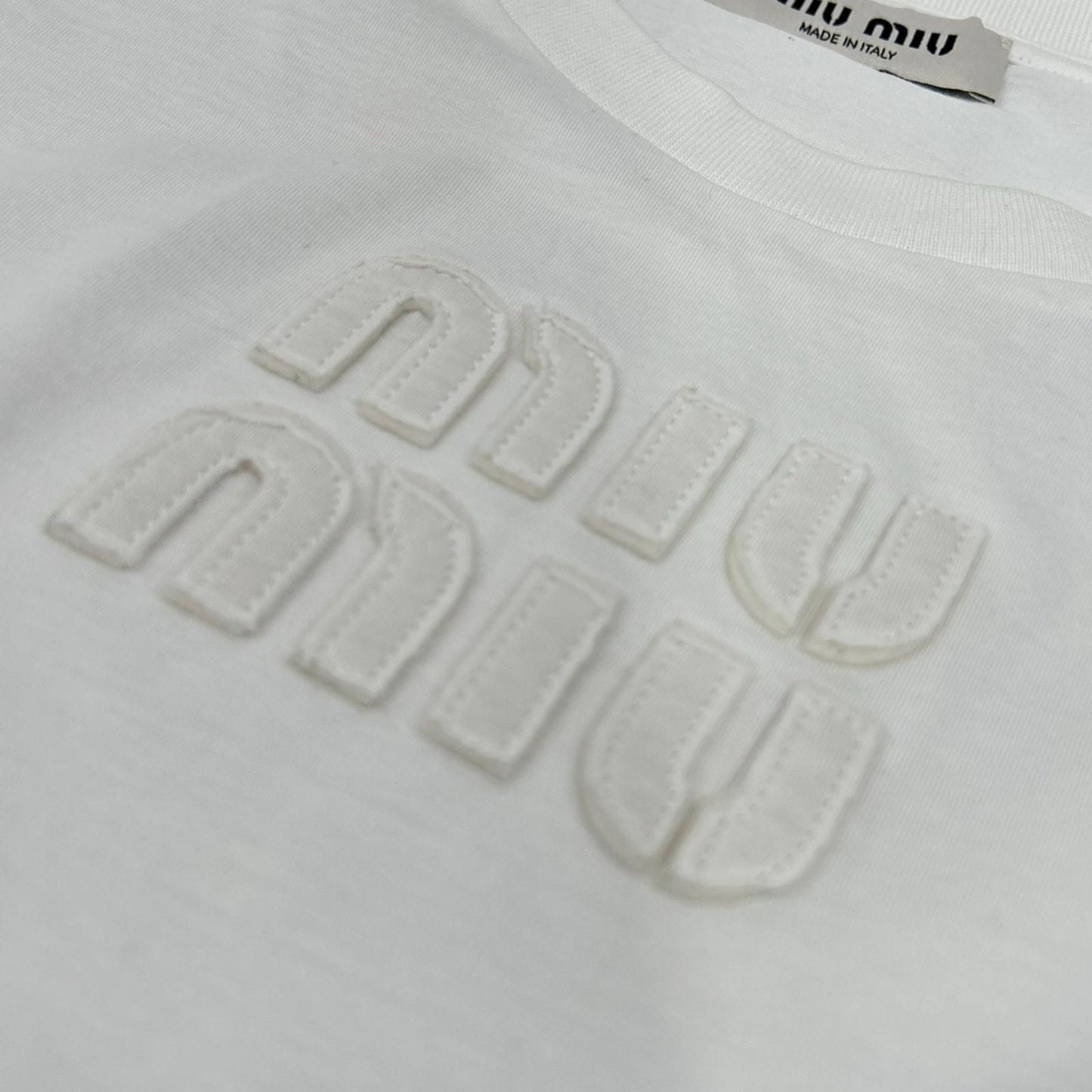 Miu Miu White Logo Cropped T-Shirt — view 8