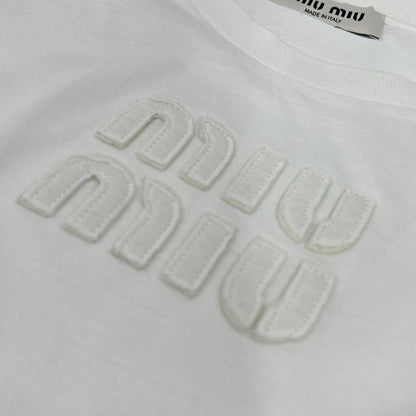 Miu Miu White Logo Cropped T-Shirt — view 8