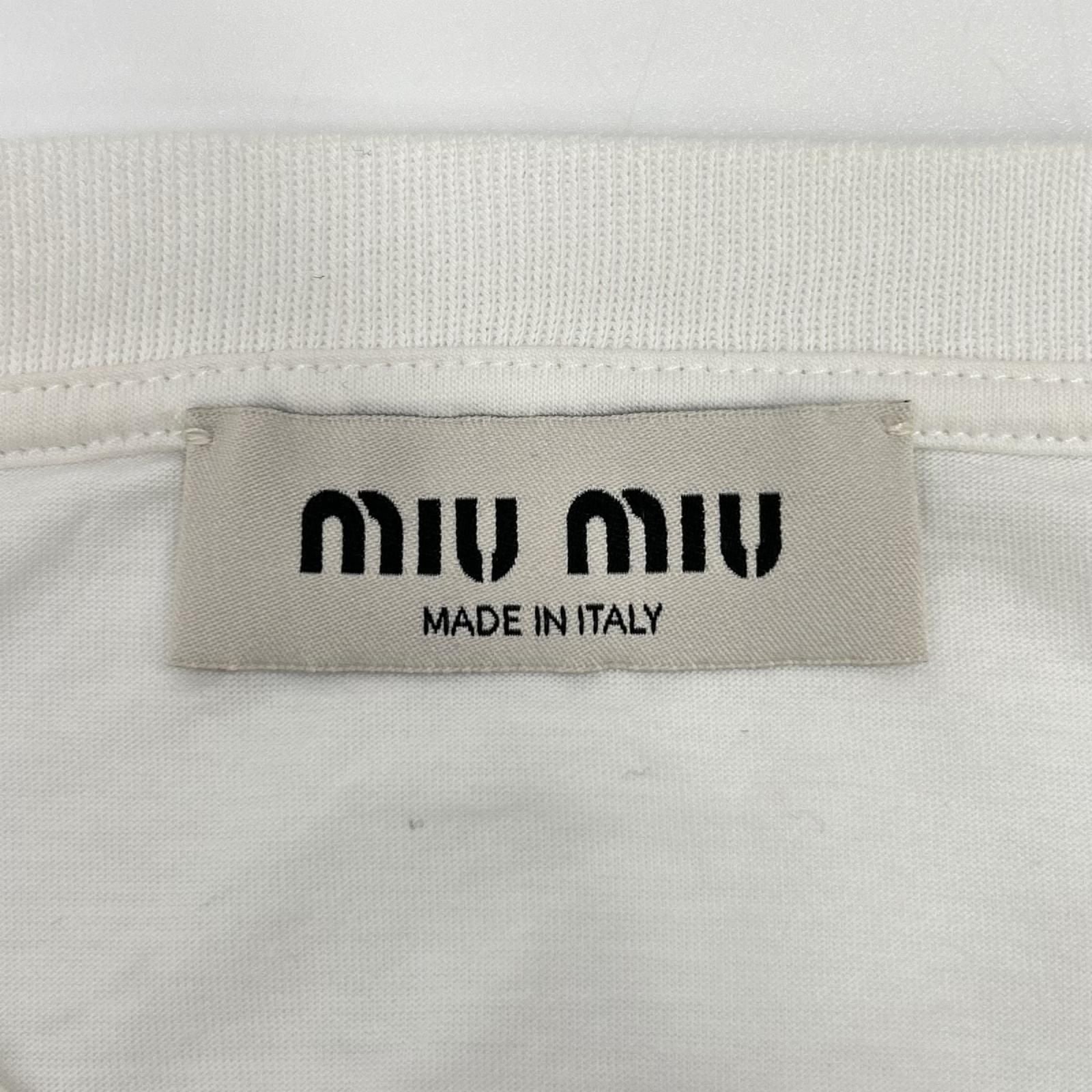 Miu Miu White Logo Cropped T-Shirt — view 3