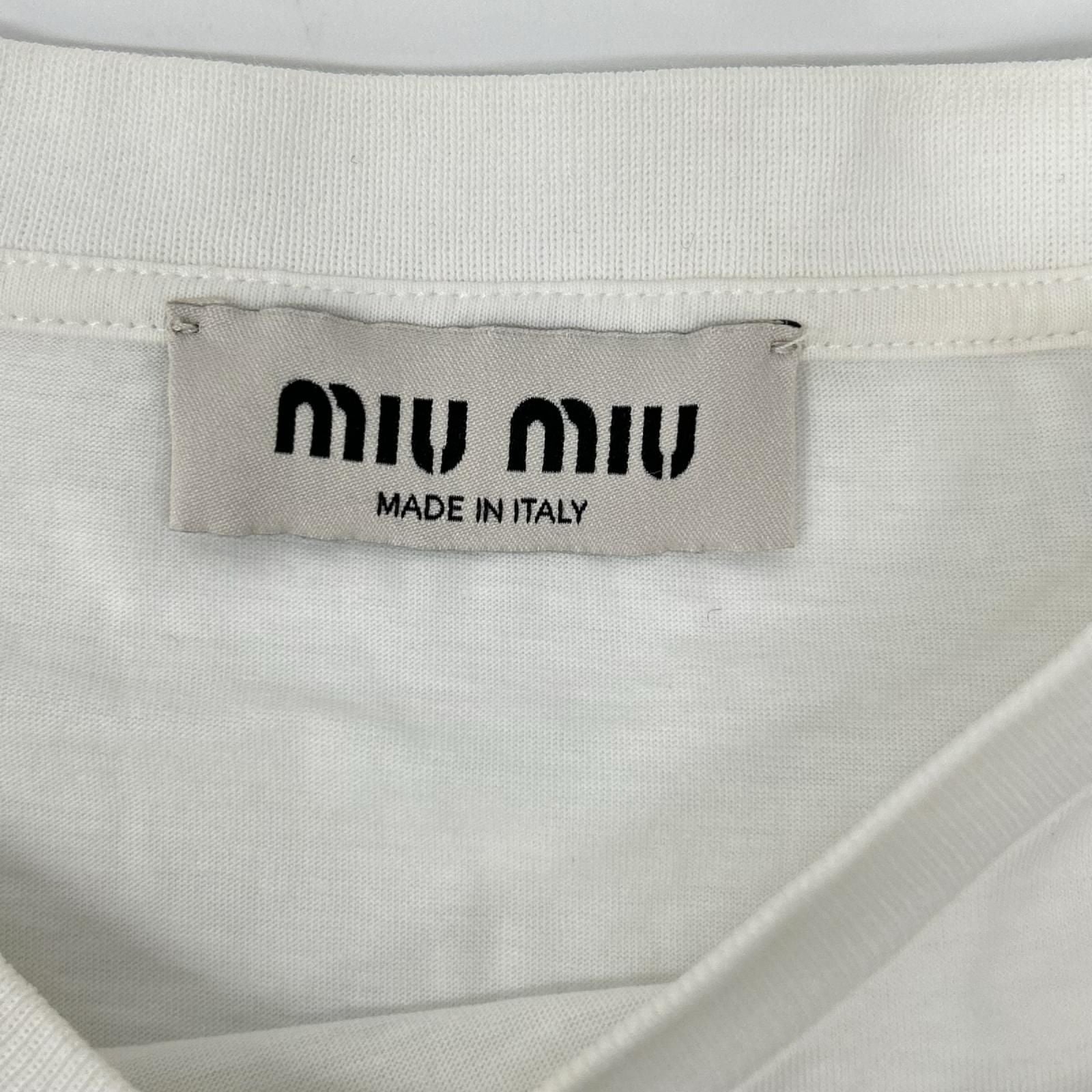 Miu Miu White Logo Cropped T-Shirt — view 3