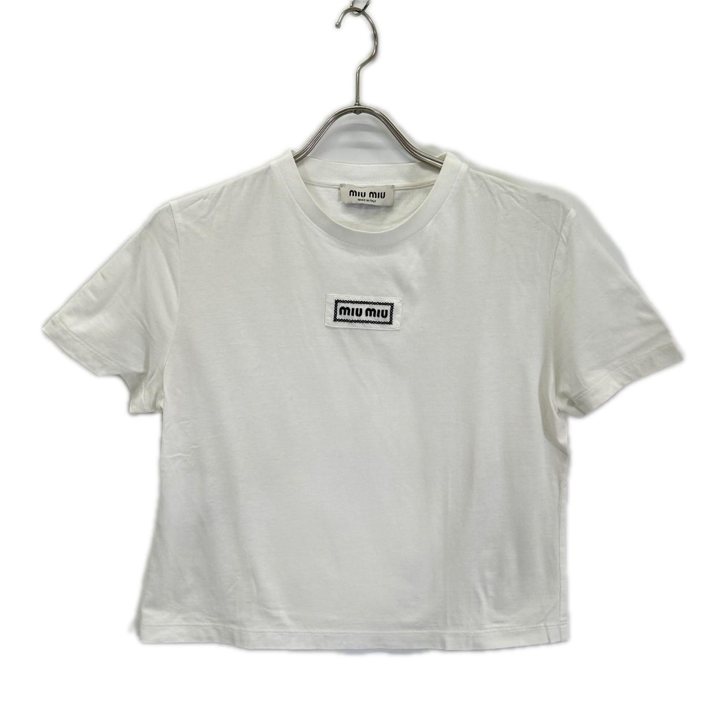 Miu Miu White Logo Cropped T-Shirt