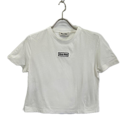 Miu Miu White Logo Cropped T-Shirt
