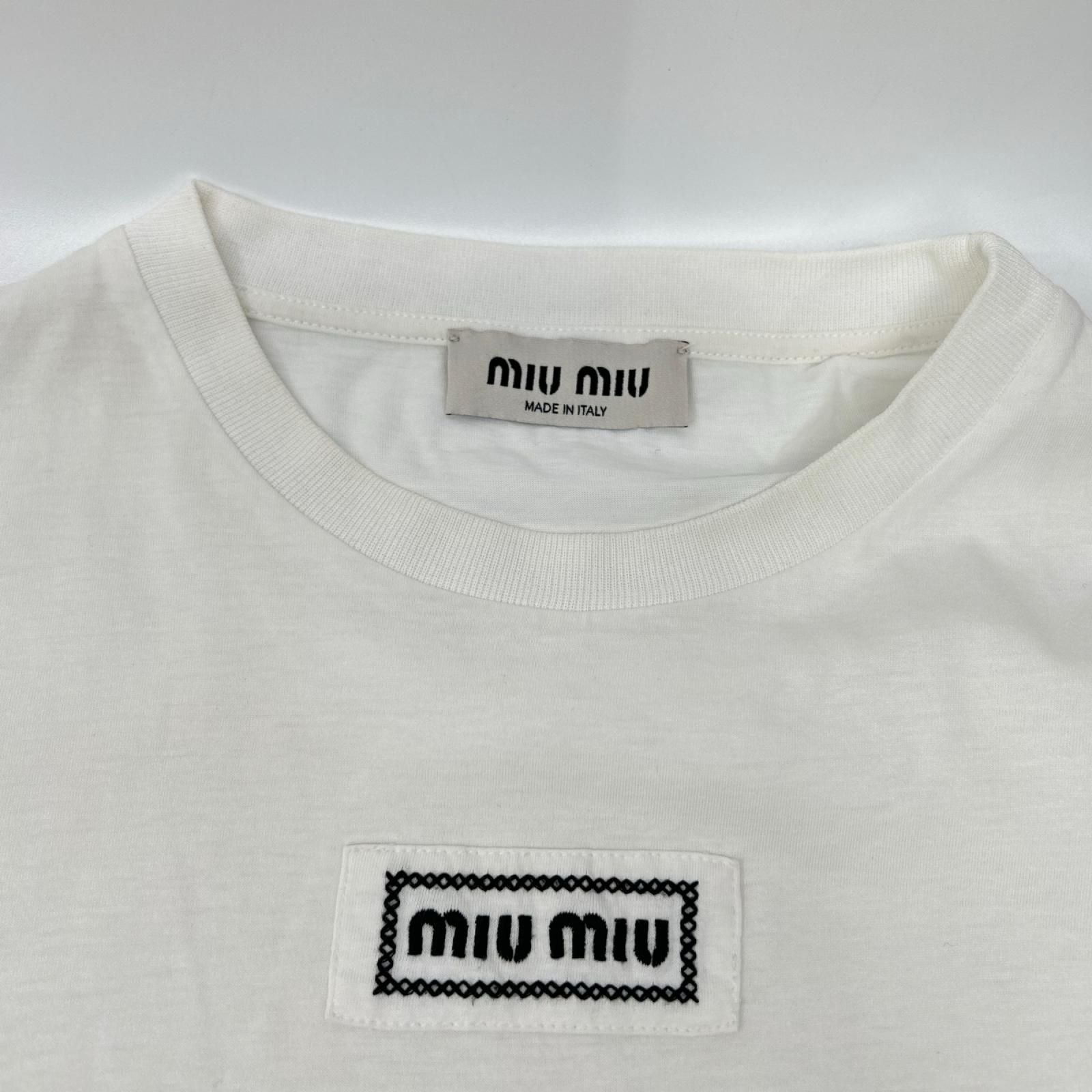 Miu Miu White Logo Cropped T-Shirt — view 8