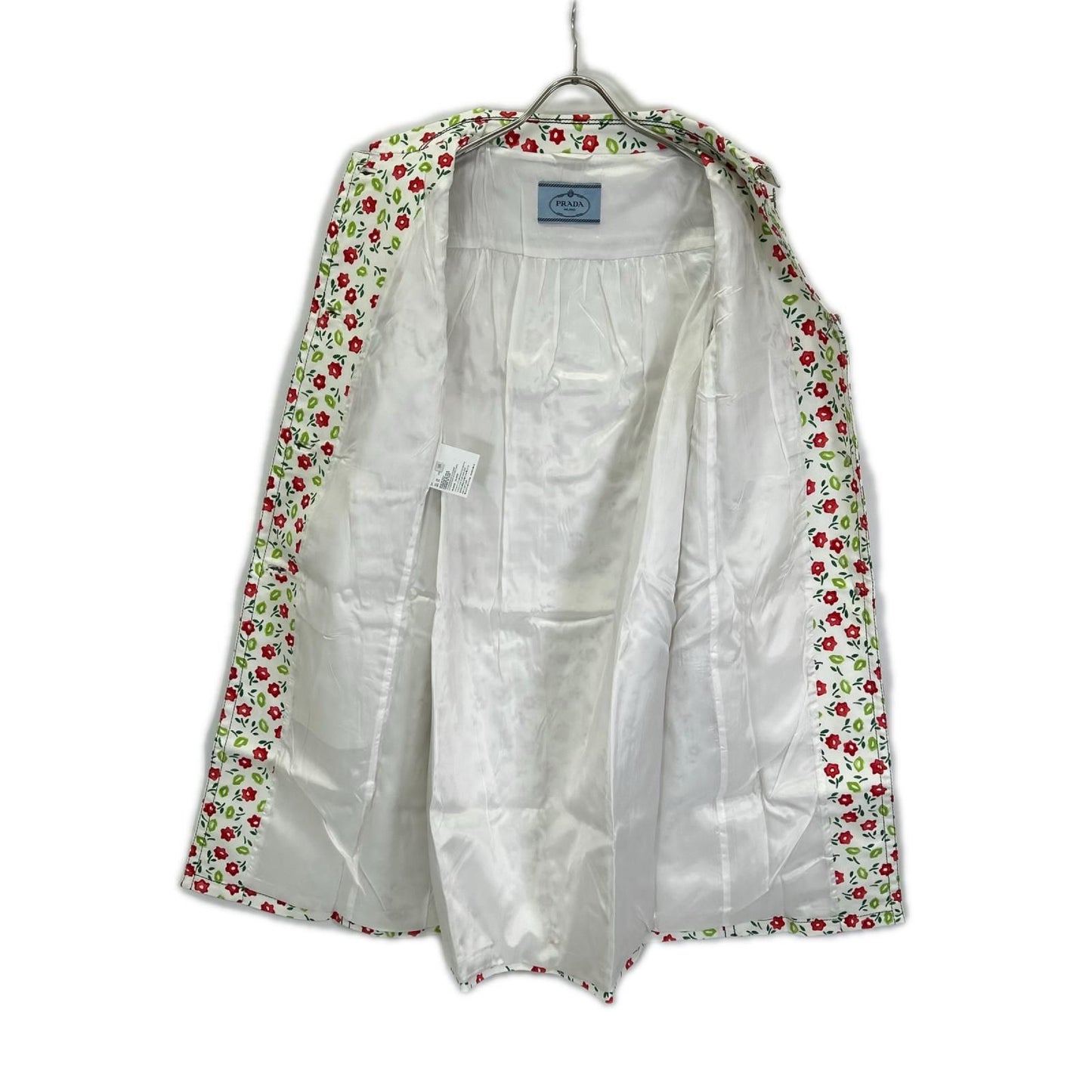 Prada White Floral Pattern Spring Coat 38 — view 3
