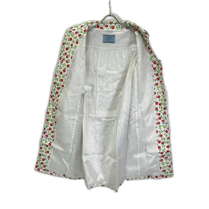 Prada White Floral Pattern Spring Coat 38 — view 3