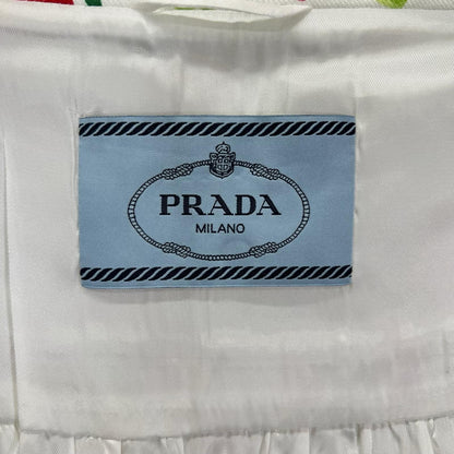 Prada White Floral Pattern Spring Coat 38 — view 4