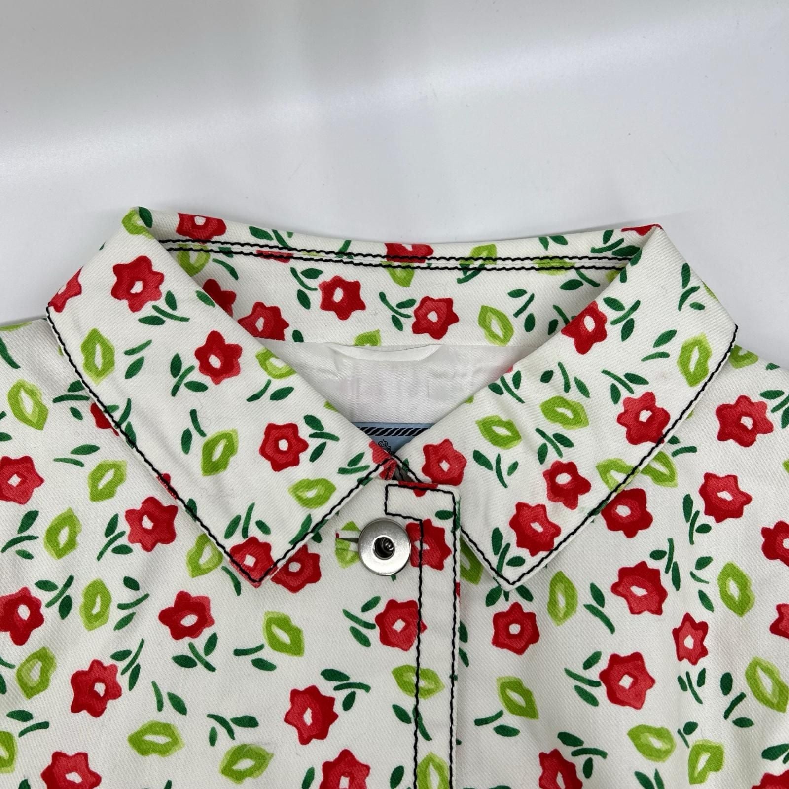 Prada White Floral Pattern Spring Coat 38 — view 8