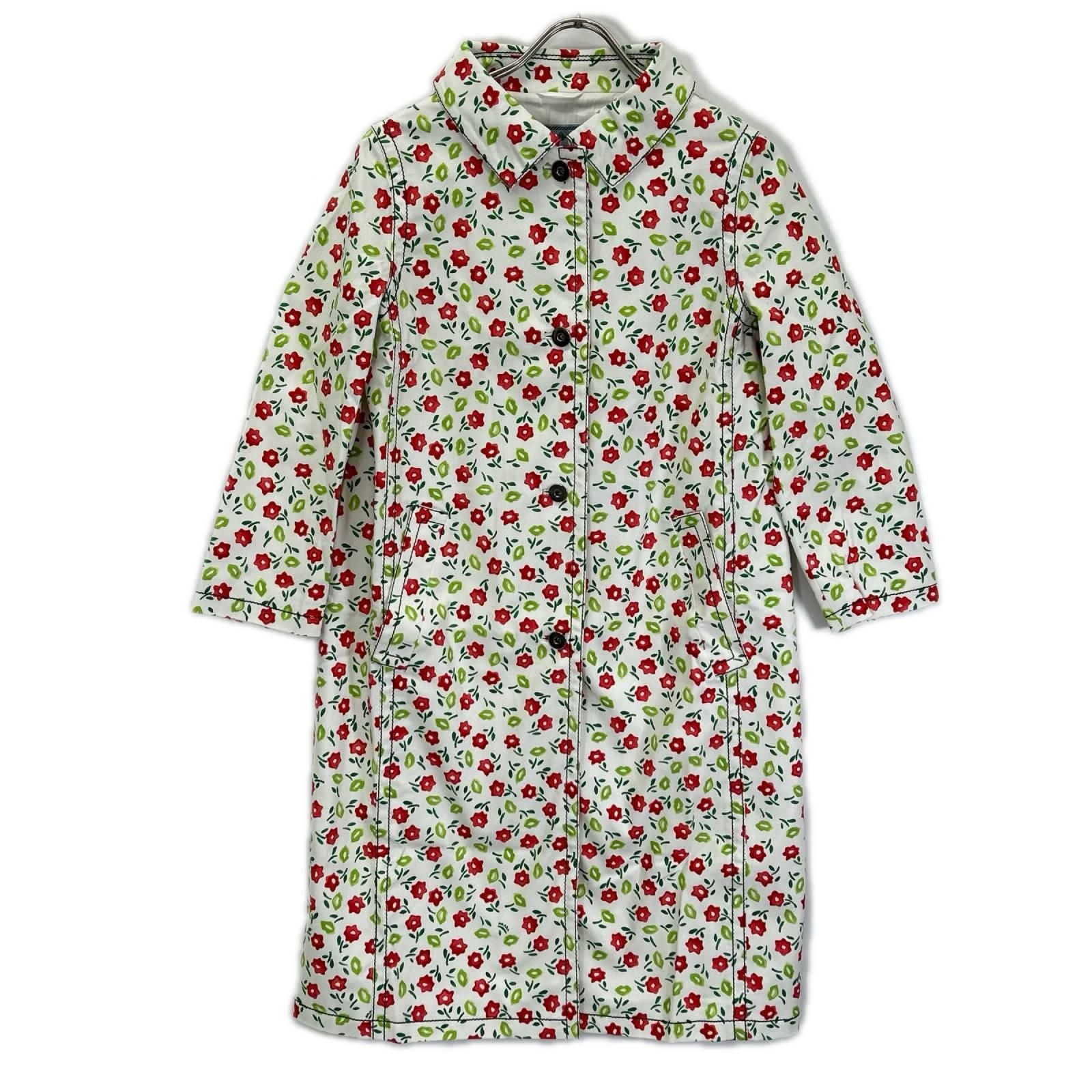 Prada White Floral Pattern Spring Coat 38