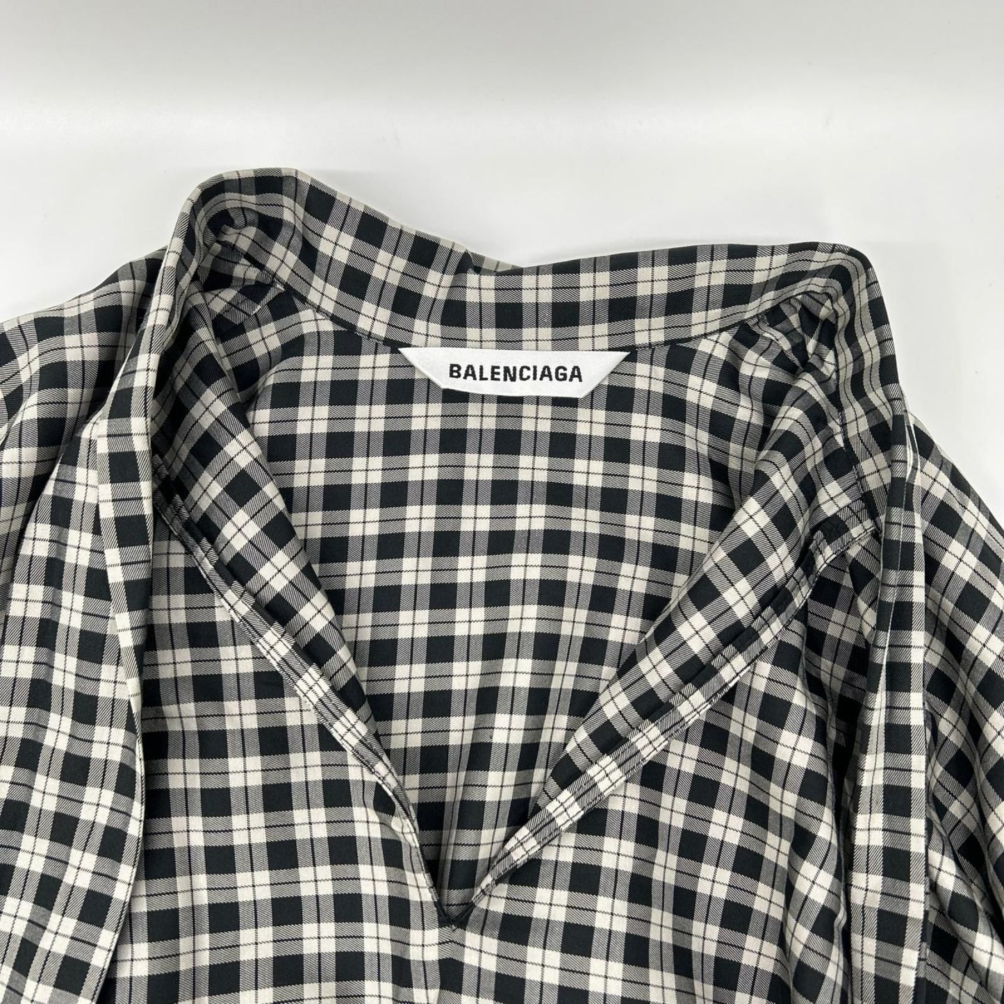 Balenciaga Check Bow Tie Long Sleeve Shirt 32 — view 6