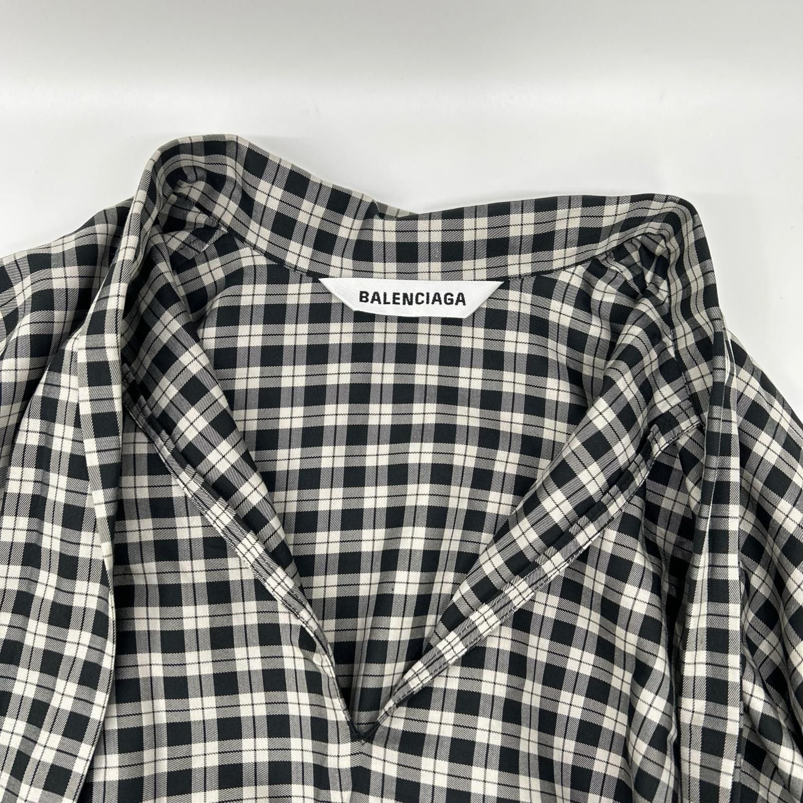 Balenciaga Check Bow Tie Long Sleeve Shirt 32 — view 6