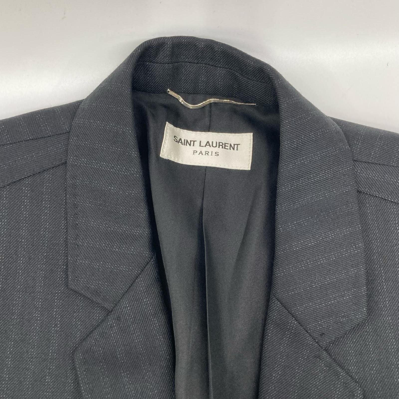 Saint Laurent Paris Black Wool Stripe Tailored Jacket 46 — view 8