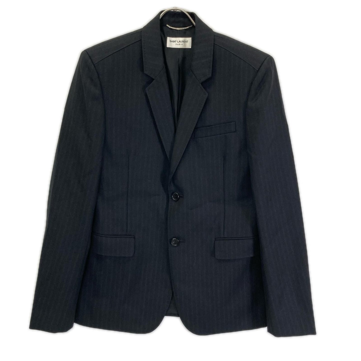 Saint Laurent Paris Black Wool Stripe Tailored Jacket 46