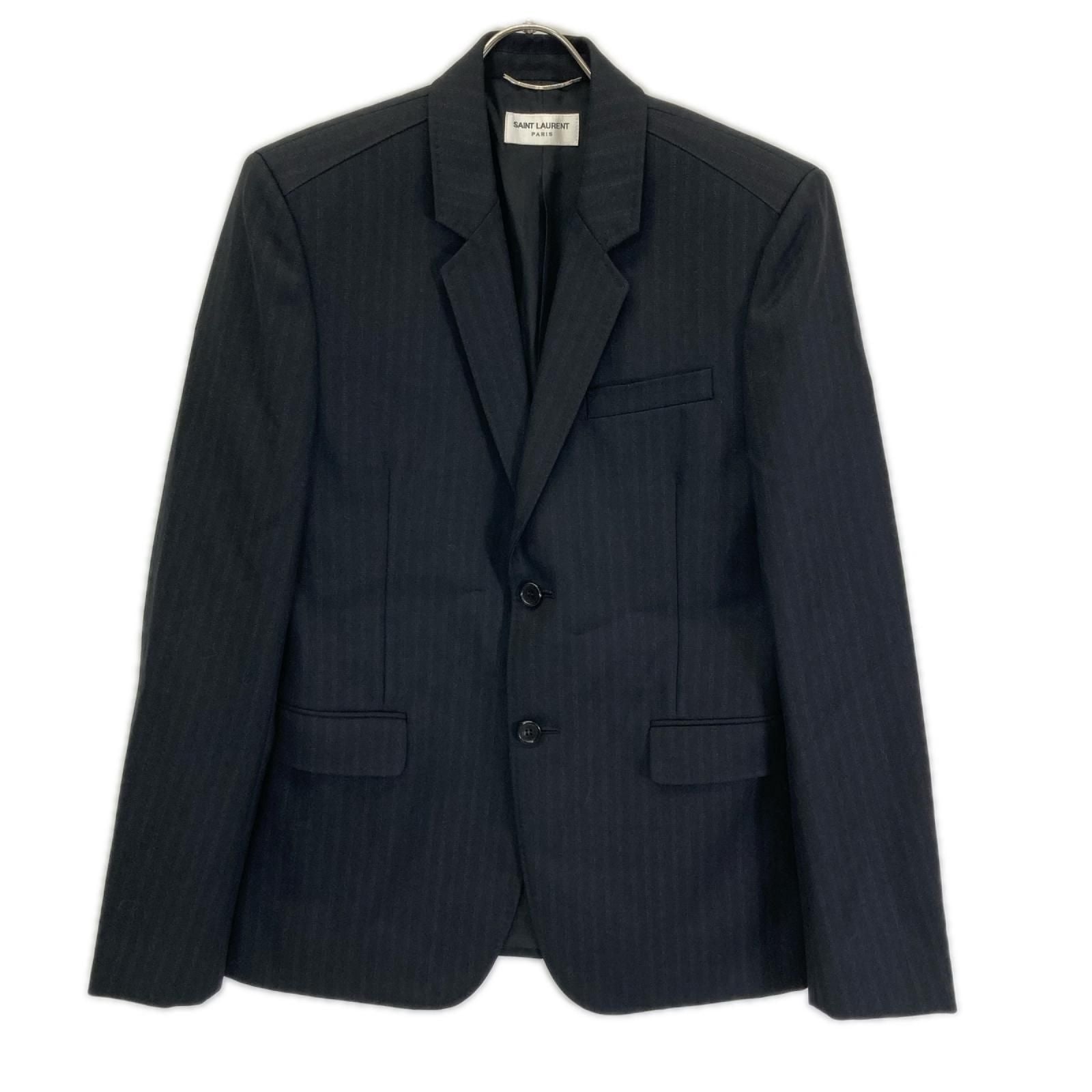 Saint Laurent Paris Black Wool Stripe Tailored Jacket 46