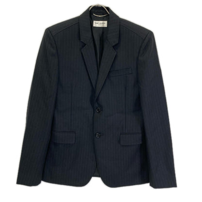 Saint Laurent Paris Black Wool Stripe Tailored Jacket 46