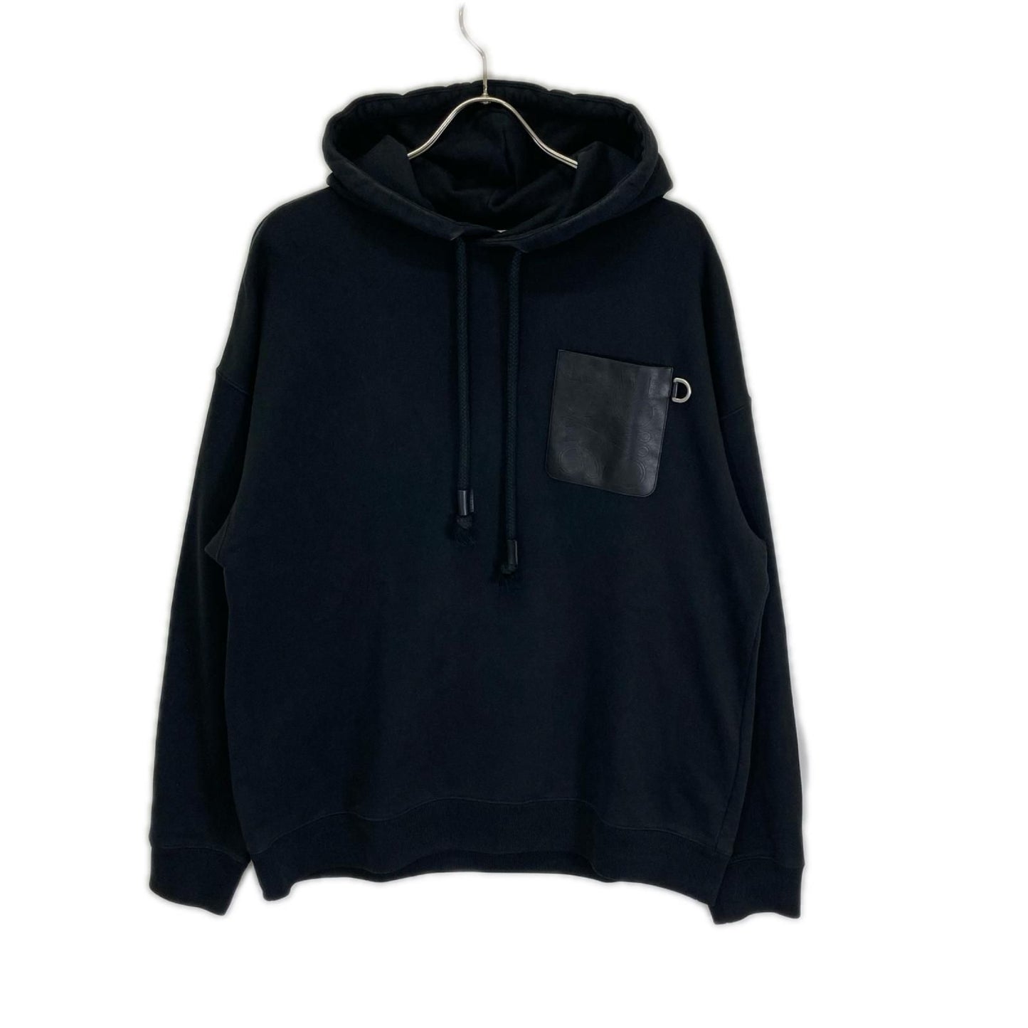 Loewe Leather Trim Anagram Relaxed Fit Hoodie