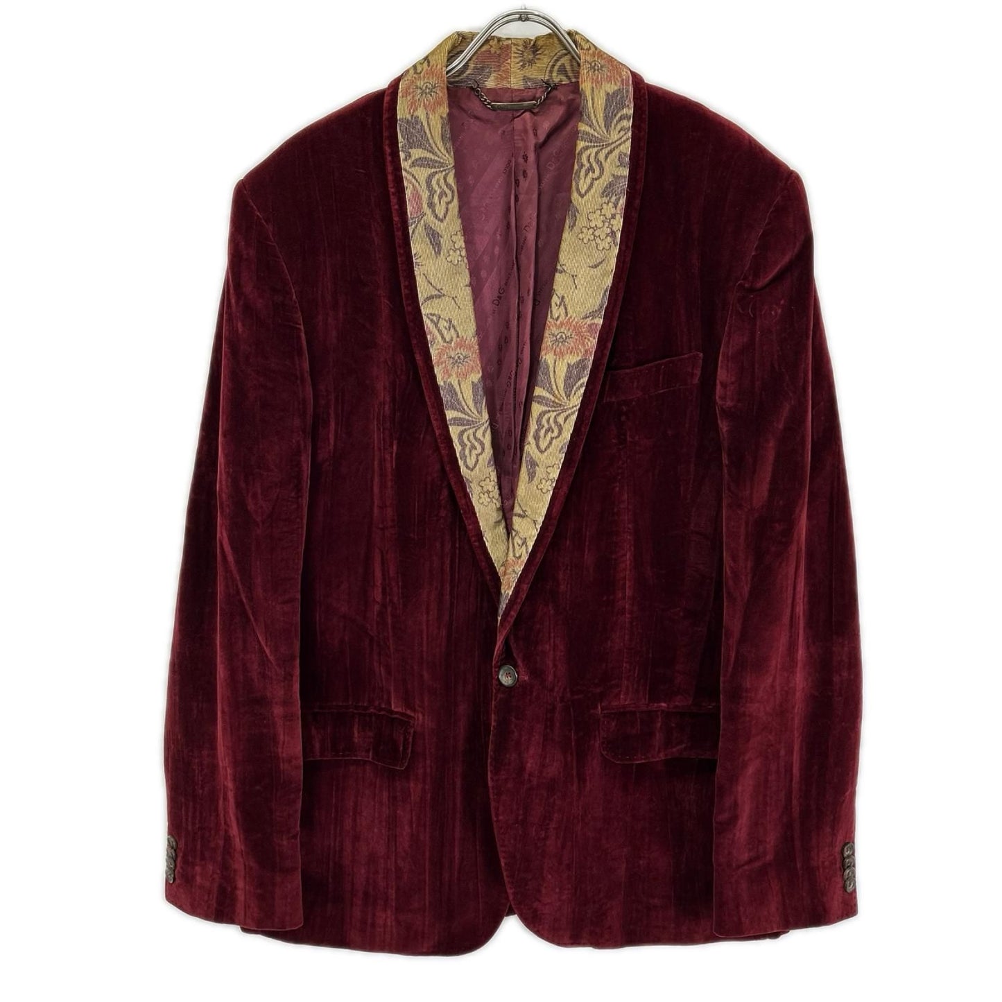 Dolce & Gabbana D&G Burgundy Velour Tuxedo Jacket 54