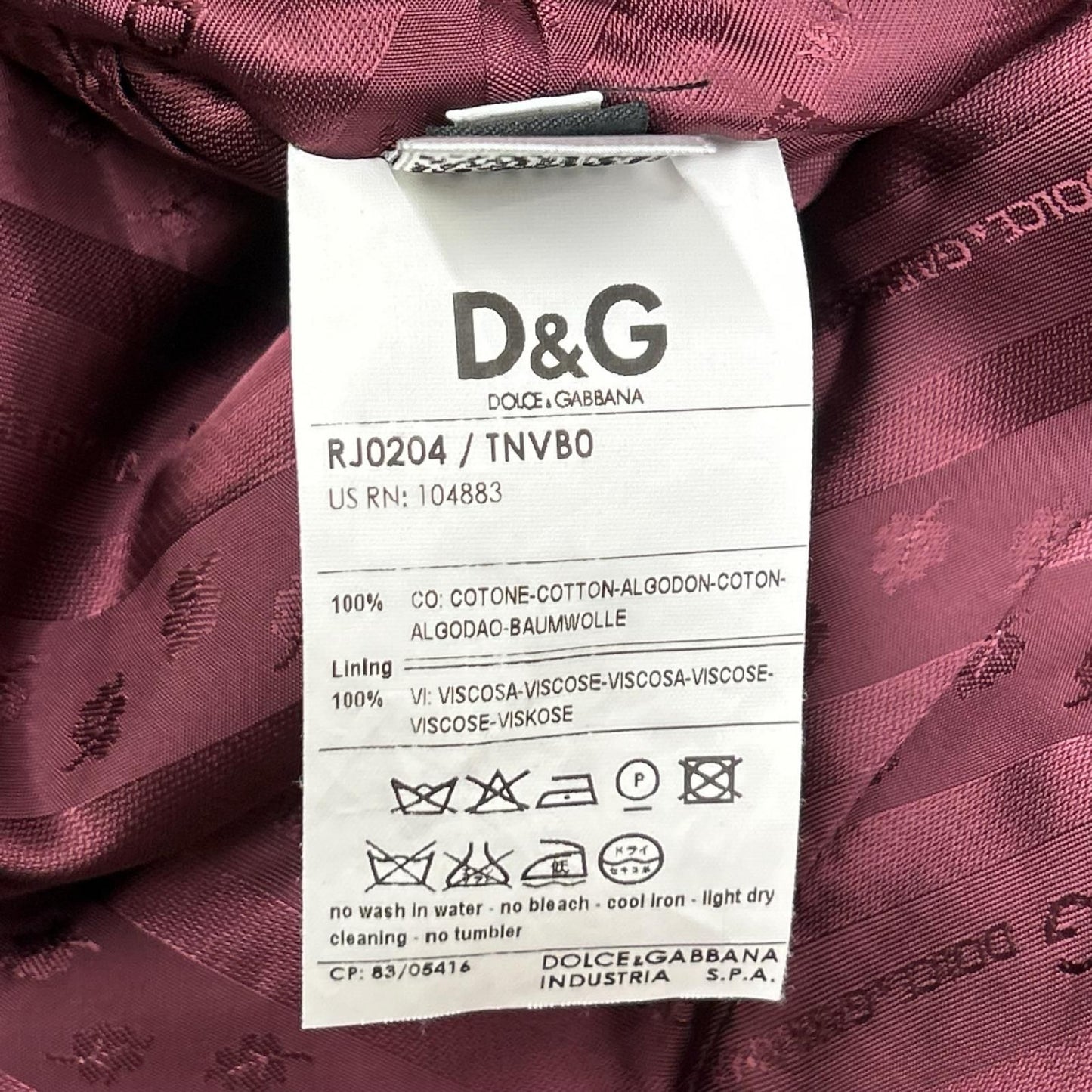 Dolce & Gabbana D&G Burgundy Velour Tuxedo Jacket 54 — view 5