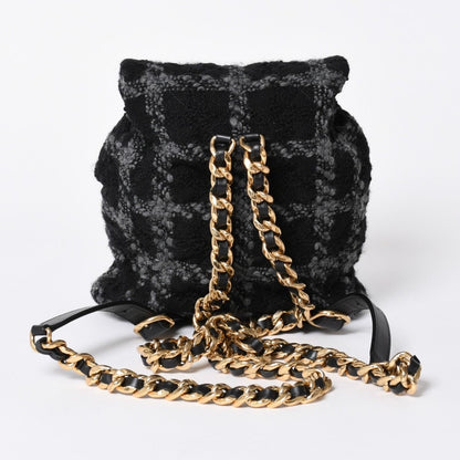 Chanel Tweed Dumas Backpack Base CC Logo Black Gray — view 2