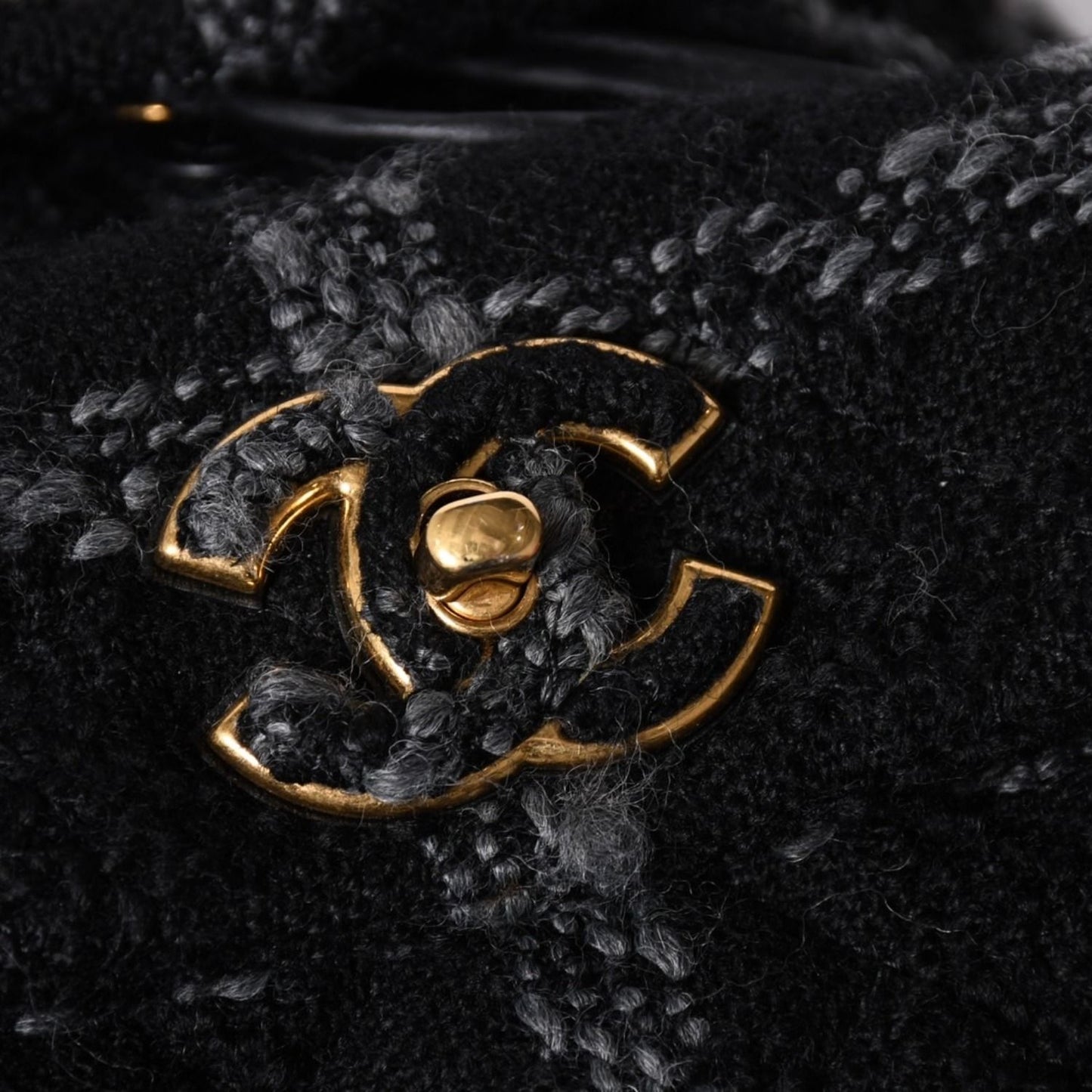 Chanel Tweed Dumas Backpack Base CC Logo Black Gray — view 6