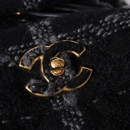 Chanel Tweed Dumas Backpack Base CC Logo Black Gray — view 6