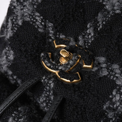 Chanel Tweed Dumas Backpack Base CC Logo Black Gray — view 7