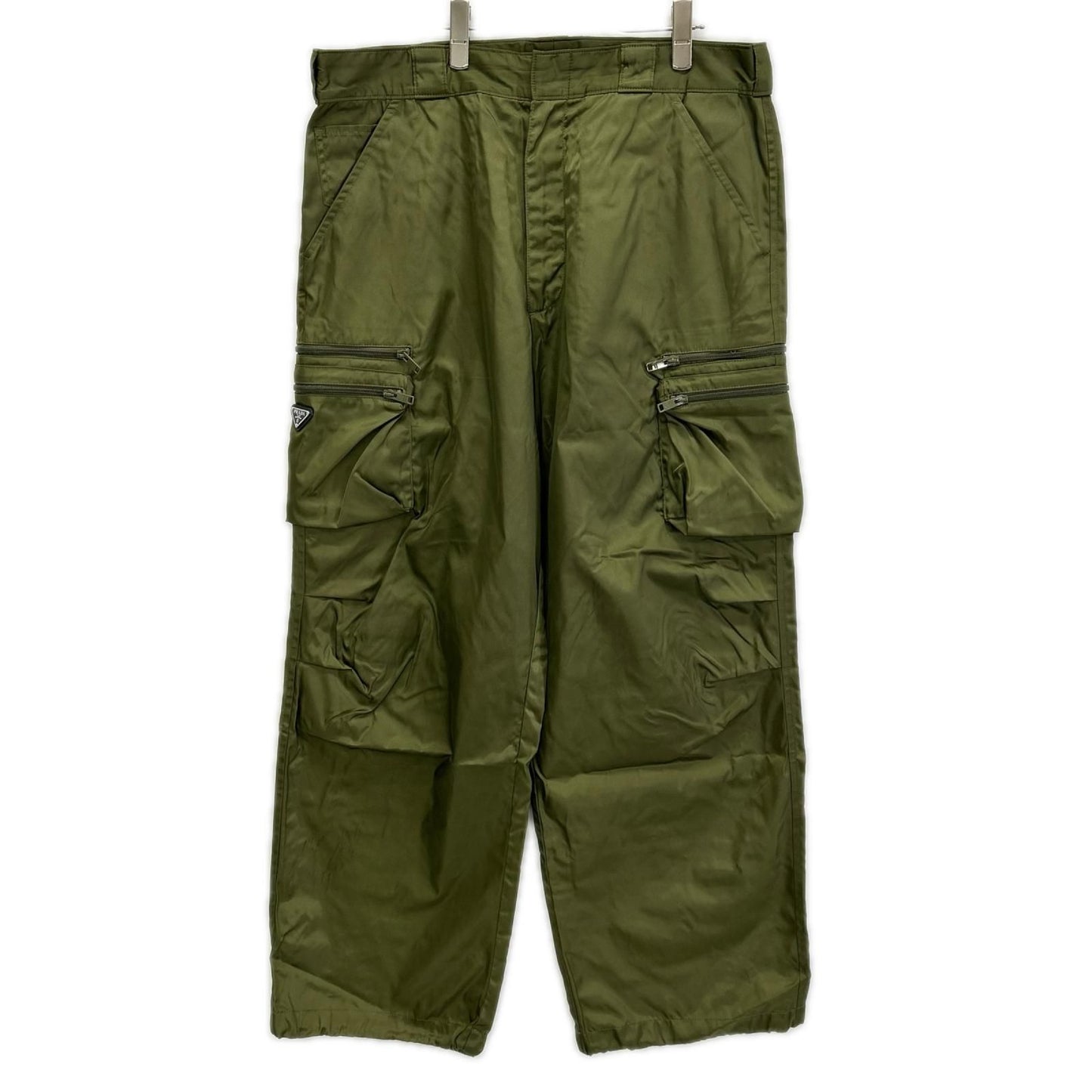 Prada Re-Nylon Khaki Triangle Plate Cargo Pants Nylon